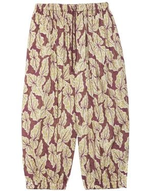 Ottod'Ame Leaf-Print Balloon Trousers - White