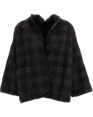 Daniela Gregis Check-Pattern Wool Jacket - Black