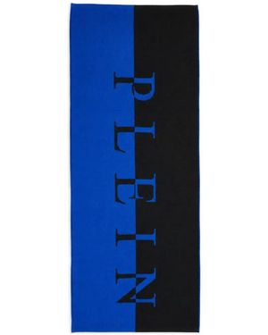 Philipp Plein Logo-Intarsia Bicolor Scarf - Blue