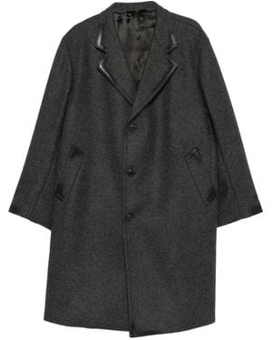 Prada Abrigo Con Botones Y Ribete De Cuero - Negro