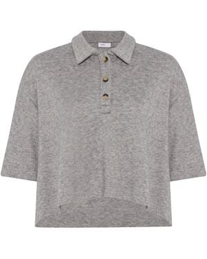 Rosetta Getty Button-Fastening Polo Top - Grey