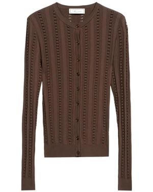 Blumarine Buttoned Opernwork-Knit Cardigan - Brown