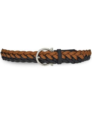 Ferragamo Gancini Braided Leather Belt - Brown