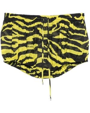 The Attico Tiger-Print Drawstring Mini Shorts - Yellow