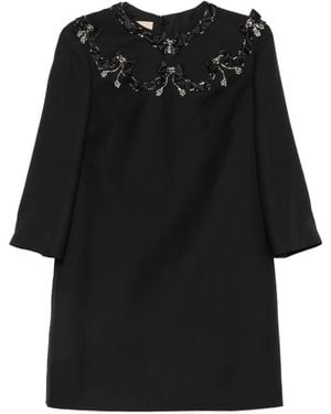 Valentino Garavani Crystal-Embellished Bow-Detail Dress - Black
