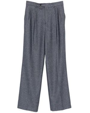 Manuel Ritz Double-Pleated Denim-Effect Pants - Gray