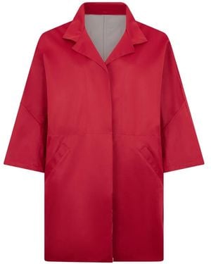 Moorer Abrigo Con Cuello Oversize - Rojo