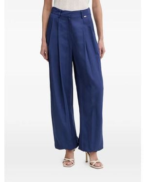 Fracomina Pleated Wide-Leg Trousers - Blue