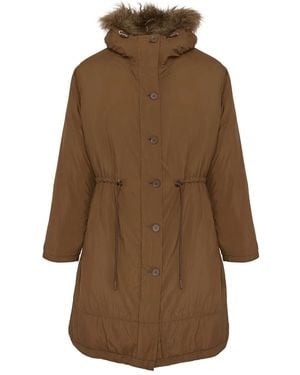 Yves Salomon Parka Con Bordo - Marrone