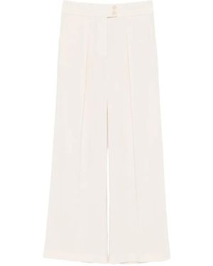 Patrizia Pepe Button Pleated Trousers - White