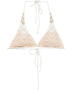 MC2 Saint Barth Guiana Chevron-Knit Triangle Bikini Top - White