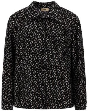 Herno Graphic-Print Silk Shirt - Black