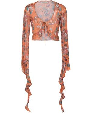 Amir Slama Blouse En Résille À Imprimé Graphique - White