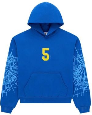 Sp5der Spider Cotton Hoodie - Blue