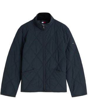 Tommy Hilfiger Diamond-Quilted Zip-Up Jacket - Blue