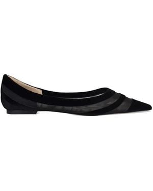 Jimmy Choo Fishnet Pointed Toe Ballerinas - Black