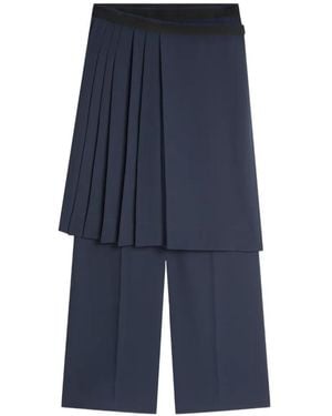 Dries Van Noten Pleated Layered Trousers - Blue