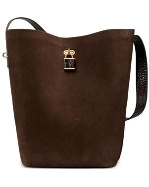 Tory Burch Lock Beuteltasche Aus Wildleder - Braun