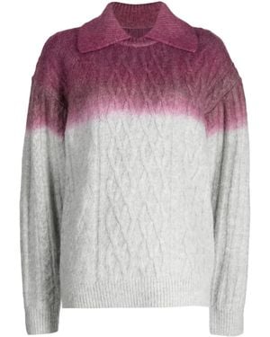 Adererror Gradient-Effect Cable-Knit Sweater - Purple