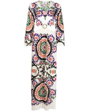 Ba&sh Cut-Out Floral-Print Long Dress - White