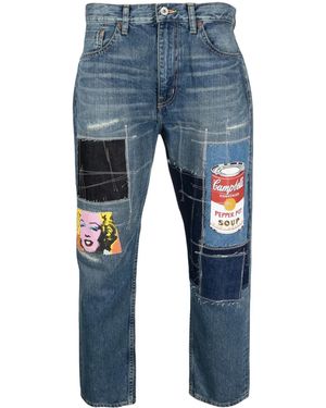 Junya Watanabe Patchwork-Detail Denim Jeans - Blue