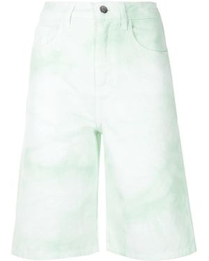 IRENEISGOOD High-Waisted Tie-Dye Denim Shorts - White