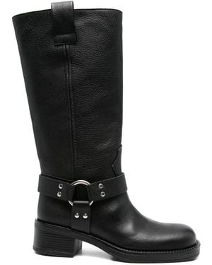 GISÉL MOIRÉ 45Mm Blackpool Ring-Buckle Leather Boots