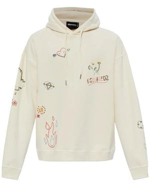 DSquared² Embroidered Hooded Sweater - White
