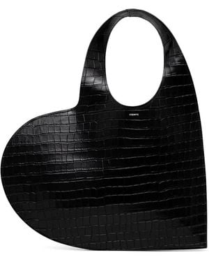 Coperni Crocodile-Effect Heart Tote Bag - Black
