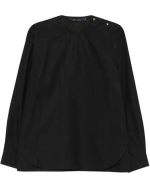 Sofie D'Hoore Button-Shoulder Long-Sleeve Blouse - Black