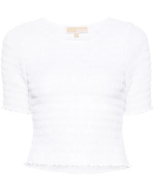 MICHAEL Michael Kors Ruffled-Trim Smocked T-Shirt - White