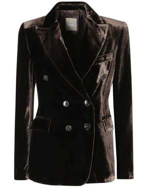 Kiltie Lauren Double-Breasted Velvet Jacket - Black