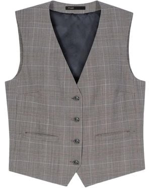 Maje Veston Boutonné À Carreaux - Gray