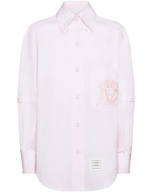 Thom Browne Overhemd Met Geborduurd Wapenschild - Wit