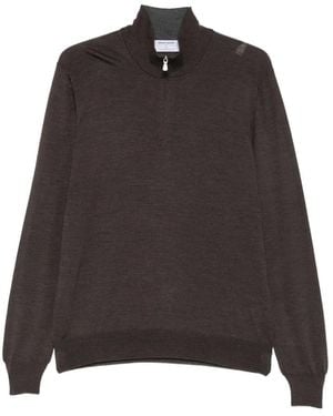 Gran Sasso Pullover Mit Kurzem Reißverschluss - Braun