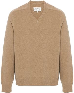 Maison Margiela Vネック セーター - ナチュラル