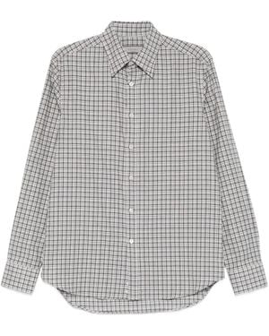 Canali Checked Cotton Shirt - Grey
