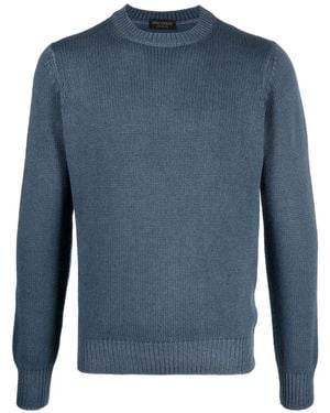 Dell'Oglio Crew-Neck Ribbed Jumper - Blue