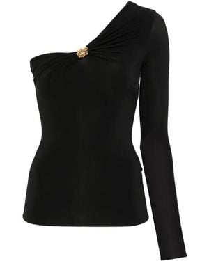 Elisabetta Franchi One-Shoulder Knot Top - Black