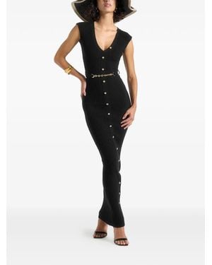 Manière De Voir Helene Belted Knit Maxi Dress - Black