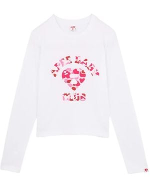 AAPE BY A BATHING AP Heart Logo T-Shirt - White