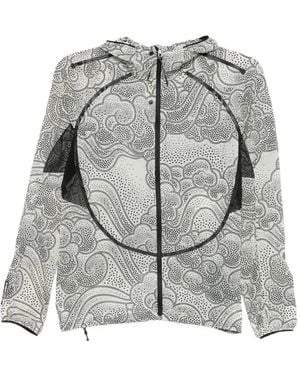Asics Patterned Hooded Windbreaker - Grey