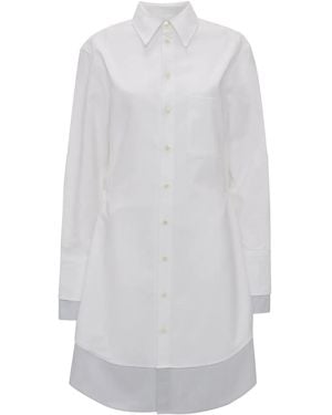 JW Anderson Vestido Camisero Corto Con Manga Larga - Blanco