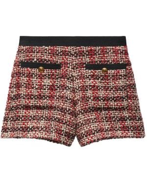 Versace Tweed Medusa-Button Shorts - Red