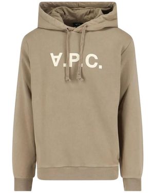 A.P.C. Felpa Con Logo E Cappuccio - Neutro