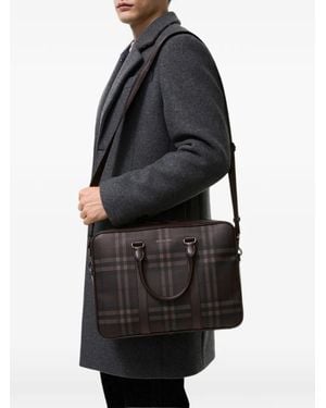 Burberry City Check Briefcase - Black