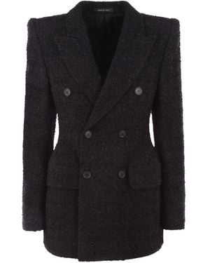 Balenciaga Hourglass Tweed Blazer - Black