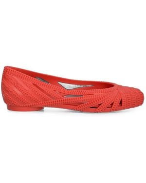 Melissa Femme Classy Woven-Effect Cutout Ballet Flats - Red