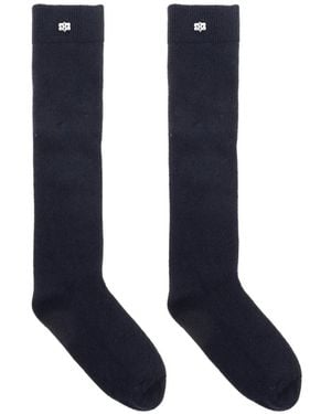Ganni Logo-Plaque Wool Socks - Blue