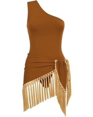 ‎Taller Marmo Costume Intero Monospalla Yacare - Marrone